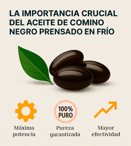 Aceite de comino negro prensado en frío para controlar glucosa