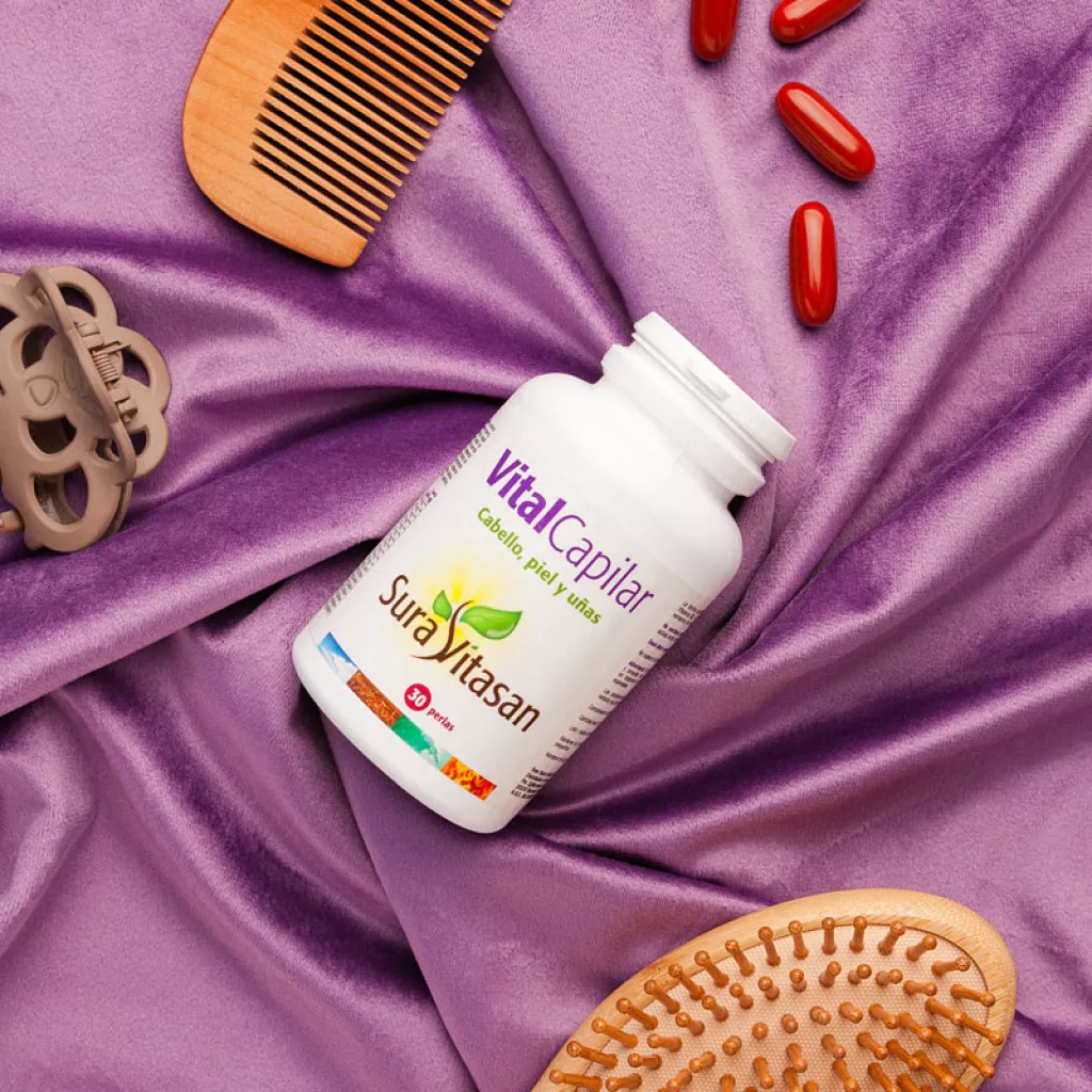 Envase de Vital Capilar fórmula para cabello y uñas Sura Vitasan