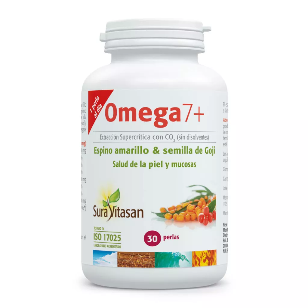 Envase de Omega 7+ aceite de espino amarillo y goji Sura Vitasan