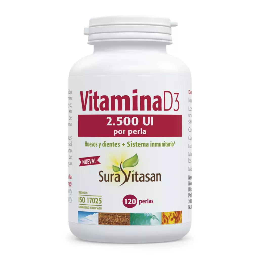 Envase de Vitamina D3 2.500 UI 62,5 μg Sura Vitasan