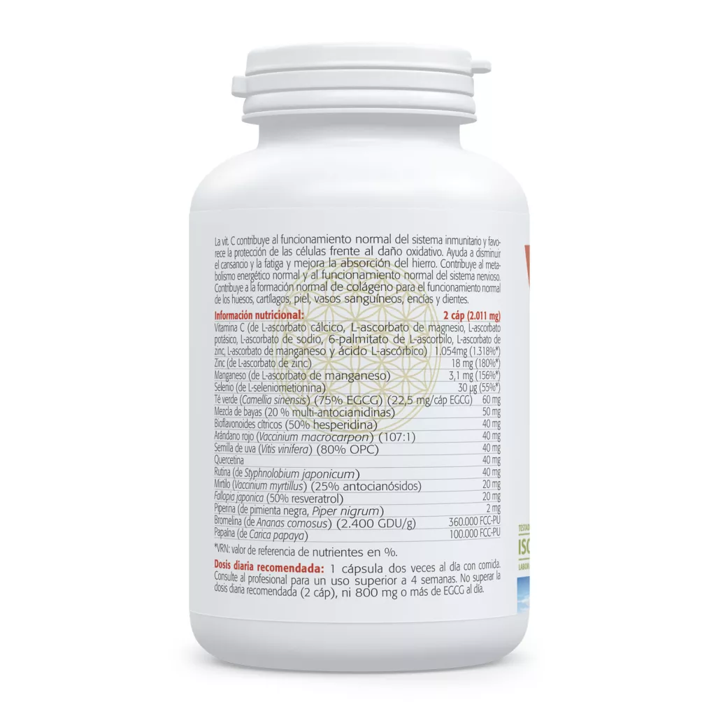 Envase de Vitamina C8 Complex 527 mg ocho formas de vitamina C Sura Vitasan