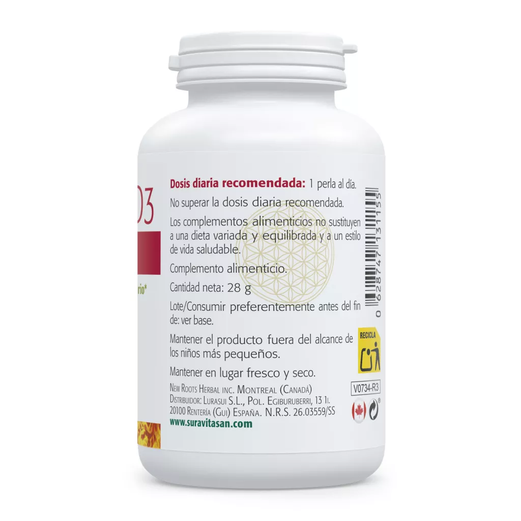 Envase de Vitamina D3 2.500 UI 62,5 μg Sura Vitasan